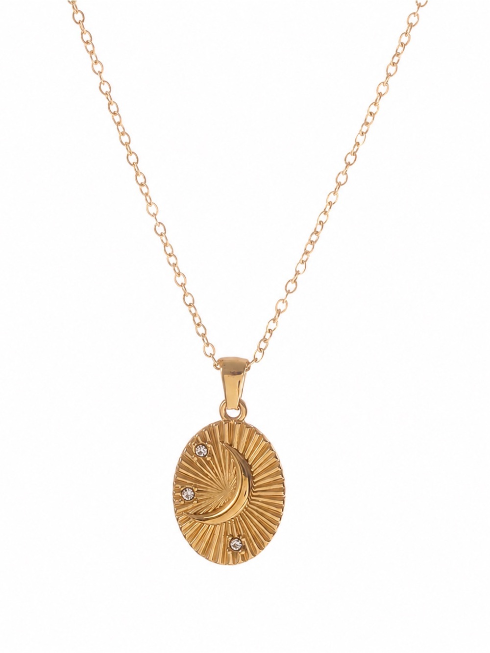 Gold Crescent Moon Pendant Necklace | Gold Plated Stainless Steel